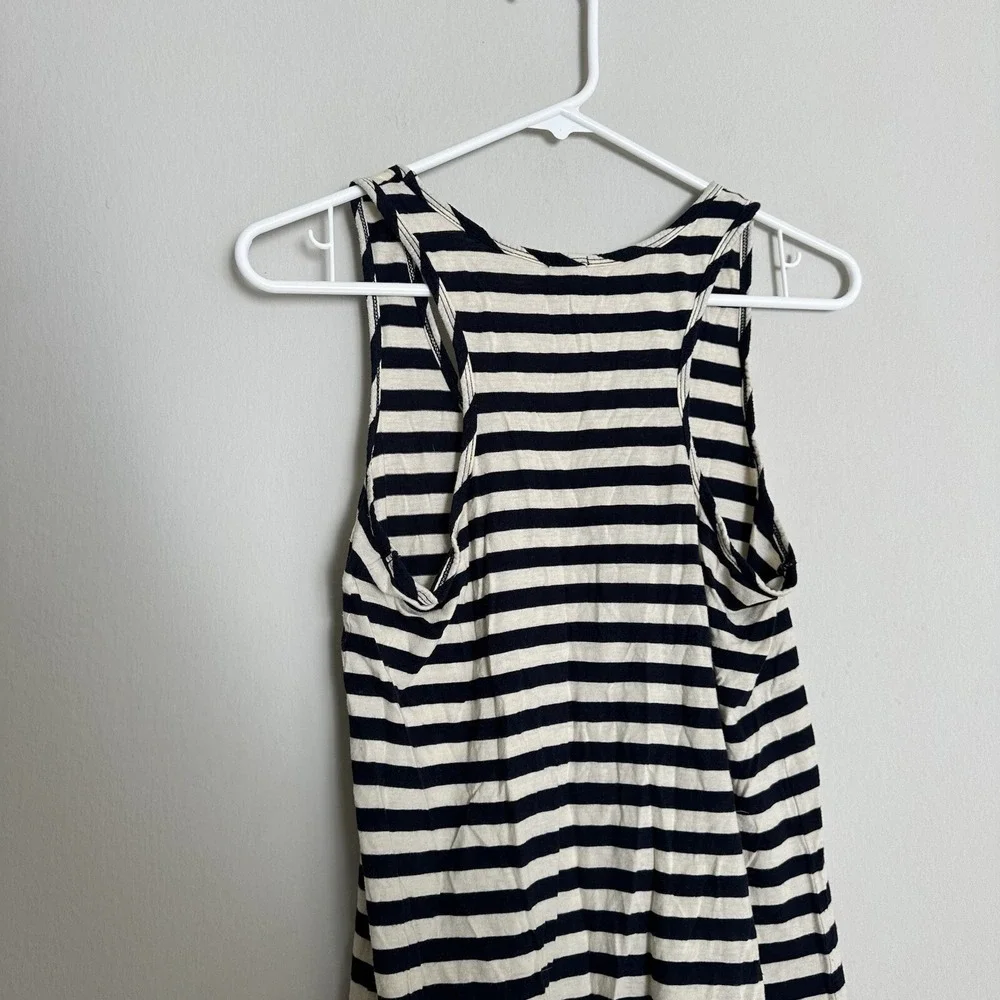 J.Crew Women's XS Striped Cotton Girlfriend Tank Top, White Navy Cotton‎